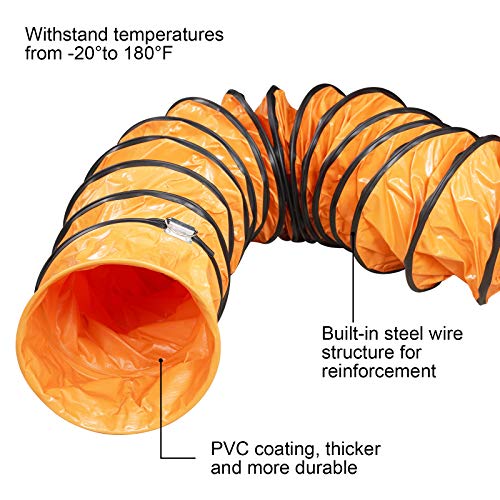 8-Inch PVC Flexible Duct Hose for Air Scrubbers - Easy Storage, 16.4 Feet