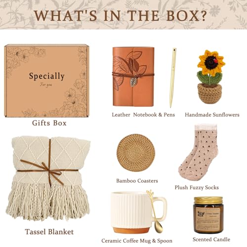 Self Care Gift Set for Women - Earth Tone Spa & Relaxation Gifts, Birthday & Get Well Presents