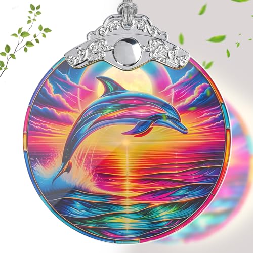 Kooirsp Dolphin Stained Glass Tree Ornament - Christmas Xmas Decor Gift