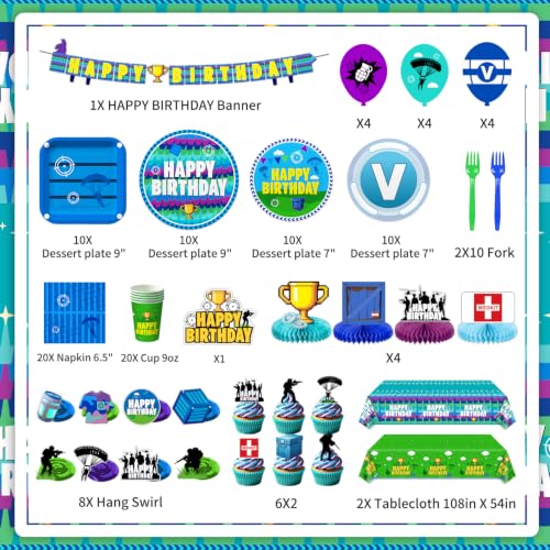 Video Game Birthday Party Decorations Set for 20 Guests - Includes Tableware & Themed Decor