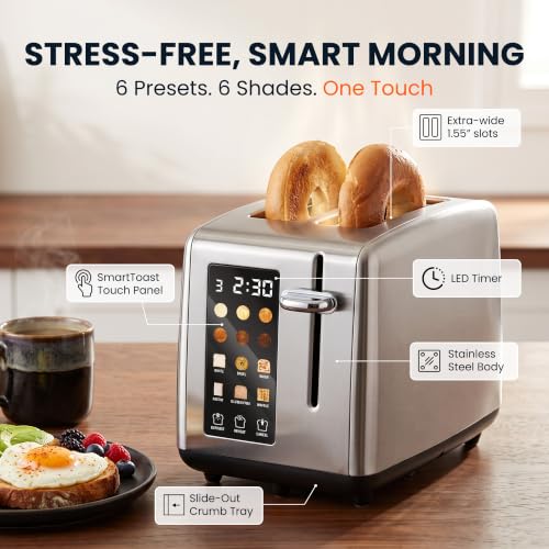 Elite Gourmet 2-Slice Toaster with Digital Countdown & Extra-Wide Slots - Gloss Black, Variation