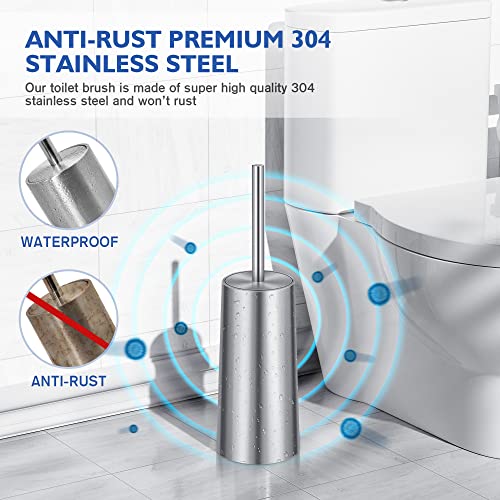 Toilet Brush and Holder, 2 Pack Stainless Steel, Bowl for Bathroom