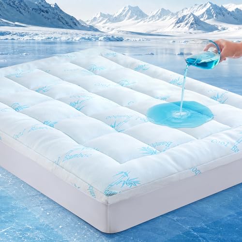 Waterproof King Mattress Topper with Cooling & Memory Foam - Blue