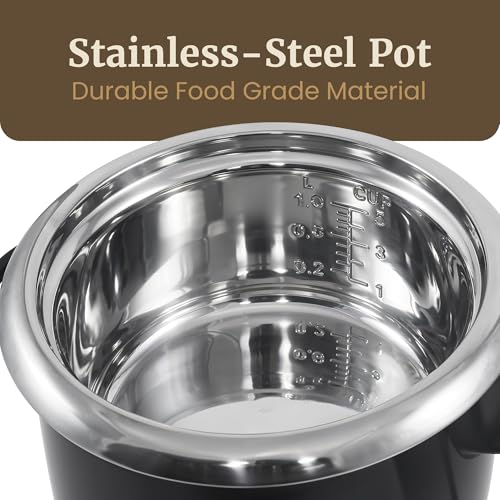 10-Cup Stainless Steel Rice Cooker - Fluffy, Perfectly Cooked Rice, Black