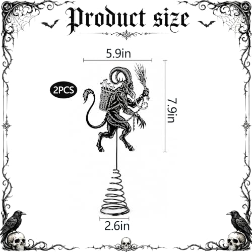 LFUTARI 2Pcs 7.9x6 Inch Metal Gothic Krampus Christmas Tree Topper - Black Holiday Decor