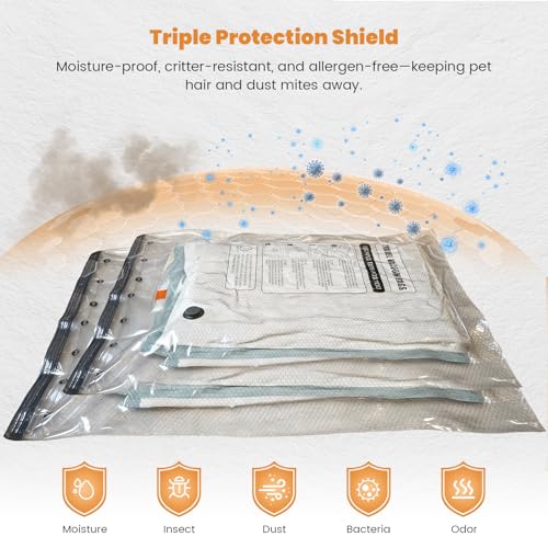 10 Jumbo Vacuum Storage Bags with Cordless Pump - Large Space Saver for Bedding & Clothing