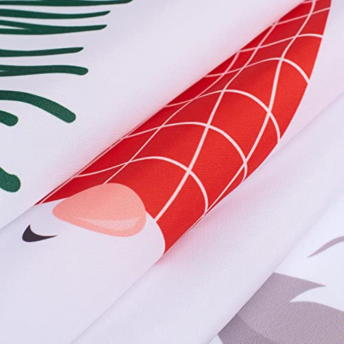 Sunlit Christmas Shower Curtain, Red Gnome Elf Doll and Xmas Trees