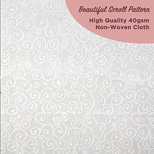 White Wedding Aisle Runner 3x50 Ft - Disposable Scroll Pattern, Includes Tape