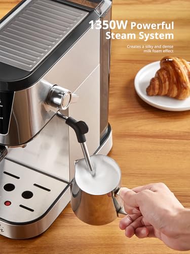 20 Bar Espresso Coffee Machine with LED Touchscreen & Milk Frother