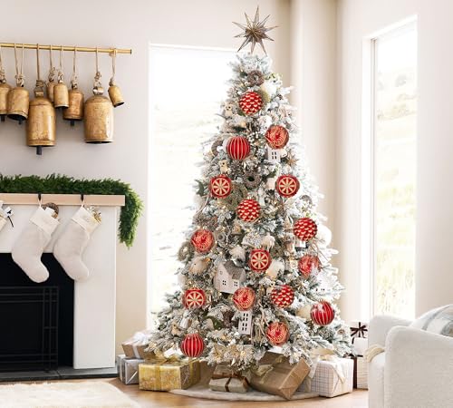 Hollyone 4.7in Red & Gold Shatterproof Christmas Ornaments - 4Pcs Round Gold Variation