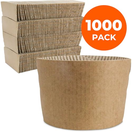 8 oz Kraft Coffee Cup Sleeves - Disposable Hot & Cold Drink Insulators, 1000 Pack