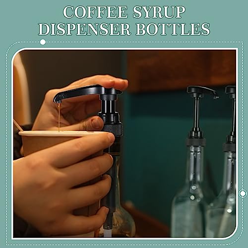 Black 12 Pack 25 oz Plastic Syrup Bottles with Pump Dispenser - Home Bar