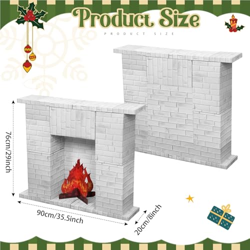 Fullhawl White Christmas Cardboard Fireplace 35.5x29x8 Inch Holiday Decor