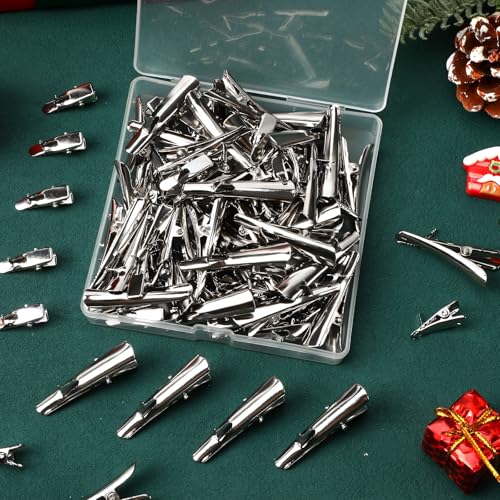 Augshy 120Pcs Christmas Metal Clips Ornament, Clips Christmas Tree Clips Artificial Flower Clips Small Roach Clips for DIY Christmas Poinsettia Wreath Tree Decorations