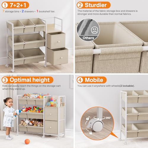 Modanais Kids Toy Organizers and Storage Bins, Off White