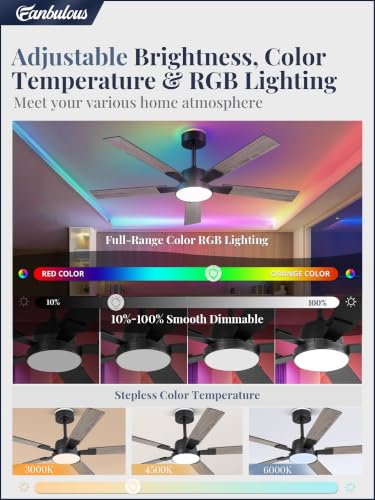 Black 52-Inch Smart Ceiling Fan with Light Remote Alexa Compatible