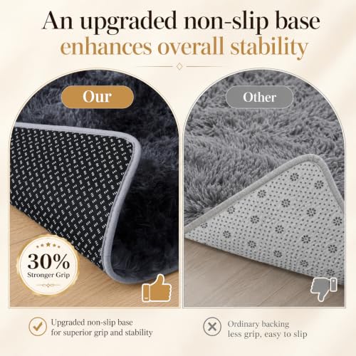 9x12 Fluffy Area Rug for Living Room & Bedroom - Tie-Dyed Dark Grey