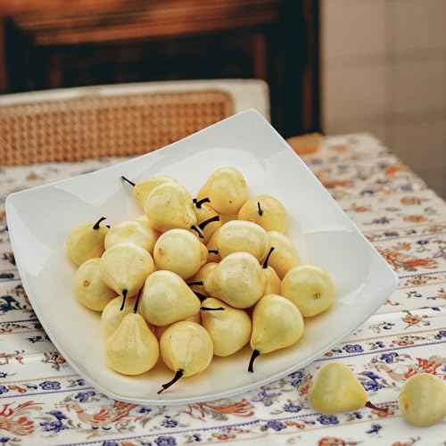 27 Pcs Small Artificial Pears,Mini 1.8 Inch Fake Pear for Decoration, Realistic Plastic Fake Fruits for Home Kitchen Party Decor