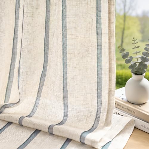 Blue Linen Filtered Light Curtains - 84 Inches Long, 2 Panels - Variation of THIS listing