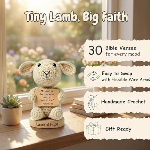 Got You a Little Something Lamb of Hope Off White - Christian Prayer Cards & Figurine Set