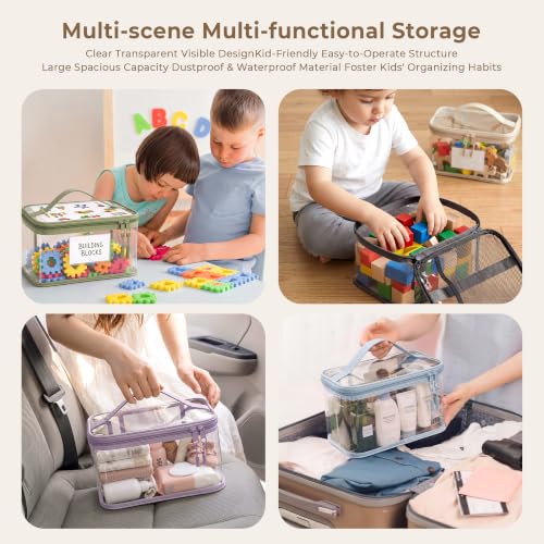 Large Black Waterproof Toy Storage Bags 8 Pack - Kids Room Organizer with Zipper