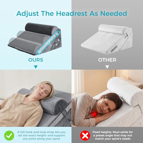 Grey 3-Piece Wedge Pillow Set for Post-Surgery, Acid Reflux & Sleep Apnea - Support & Relief