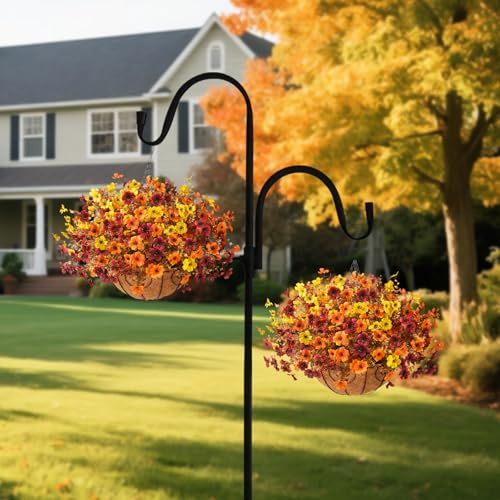 Artificial Fall Flowers Hanging Basket - Orange, Yellow, Brown Outdoor Decor