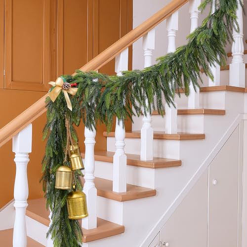 2-Pack 9Ft Christmas Norfolk Pine Garlands - Realistic Faux Greenery Decor