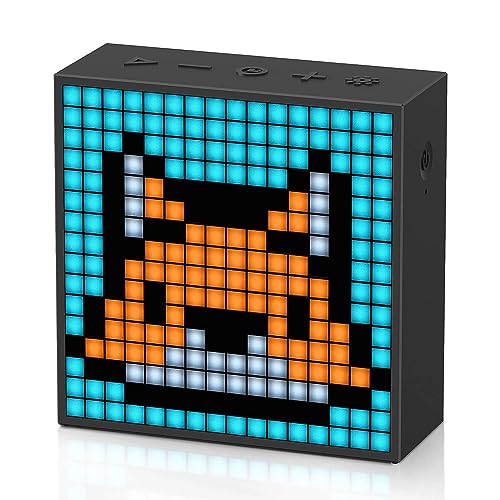 Small Pixel Art Bluetooth Speaker with LED Display - Portable Alarm Clock & Gaming Decor