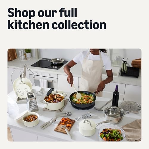 Amazon Basics Ivory Ceramic Nonstick Cookware Set with Detachable Handles, 11-Piece