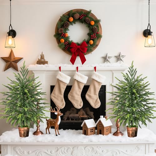 2FT Norfolk Pine Tree with Pot - Real Touch Artificial Christmas Tree for Indoor & Outdoor Decor - Siyaluens