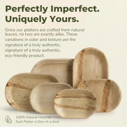 Disposable Bamboo Serving Platters 22x12 Oval Trays Eco-Friendly Dinnerware for Events