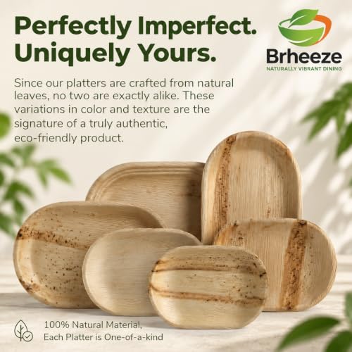 Disposable Bamboo Serving Platters 22x12 Oval Trays Eco-Friendly Dinnerware for Events