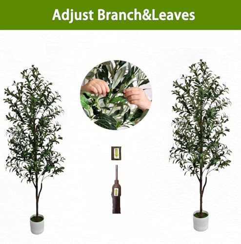 ENLETRAN 6FT Artificial Olive Tree with Pot - Realistic Indoor Faux Tree for Home & Office Decor