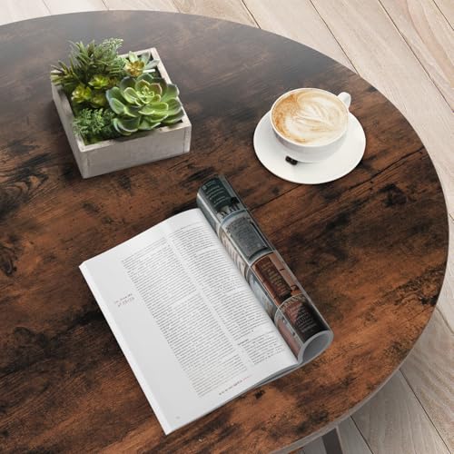 Rustic Brown 2-Tier Round Coffee Table with Storage - Modern Wooden Center Table for Living Room & Small Spaces
