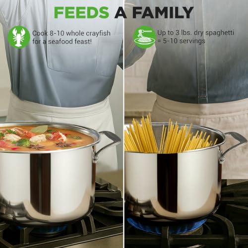 NutriChef 8-Quart Stainless Steel Stock Pot with See-Through Lid, Heavy Duty Induction Suitable