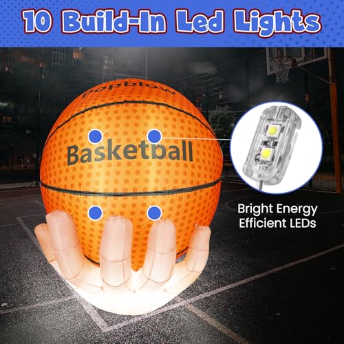 6Ft Inflatable Basketball Yard Decor with LED Lights Outdoor Holiday & Party