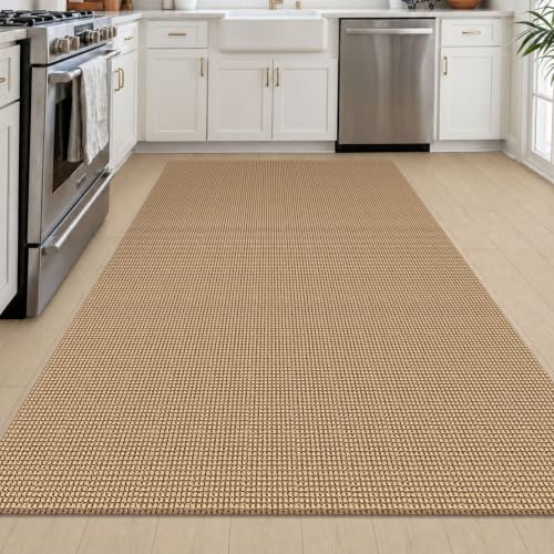 Earthall 4x6 Ft Woven Washable Area Rug - Non Slip Entryway Carpet in Orange/Tan/Brown