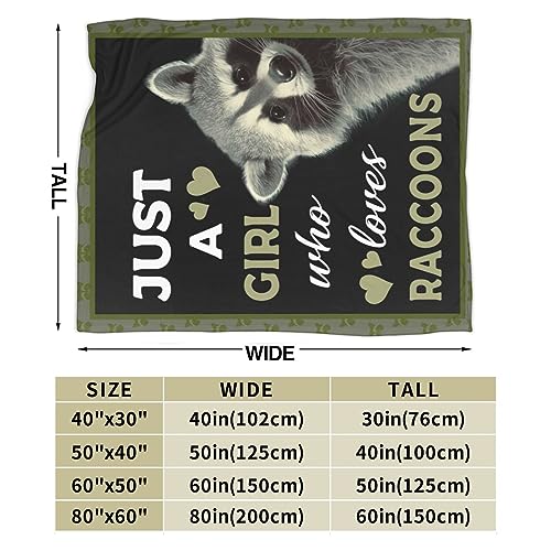 Raccoon Blanket Raccoon Plush Throw Blanket Super Soft Cozy Warm Fleece Just A Girl Who Loves Raccoon Animal Bedding Blanket Gifts for Kids Girls Boys Women 40"X50"