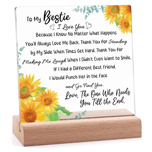 Friendship Appreciation Acrylic Plaque with Wooden Stand - Bestie Gift for Women