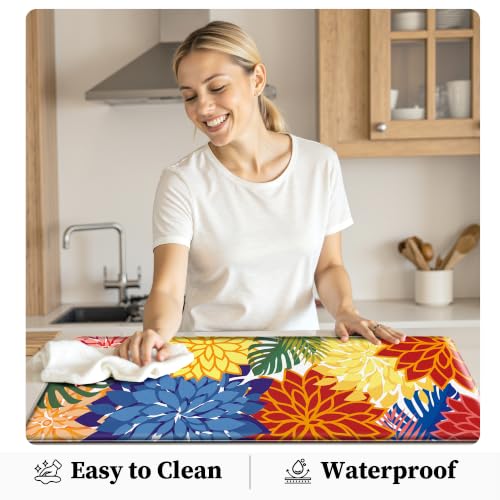 Arenarug Colorful Cushioned Anti-Fatigue Kitchen Mats 2-Piece Set, Waterproof & Non-Slip, 17.3x28 & 17.3x47 Inches