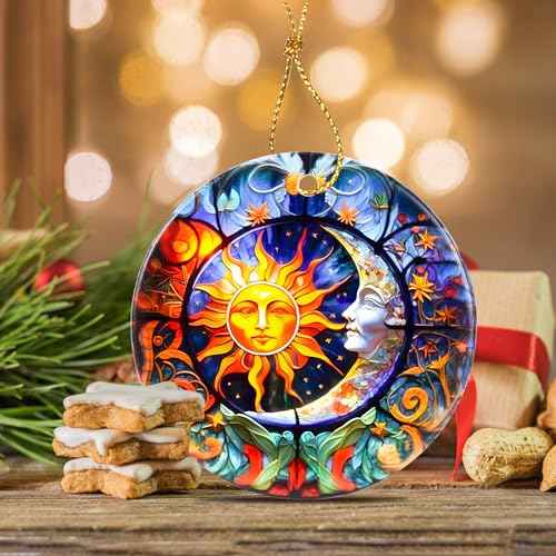 Sun and Moon Christmas Ornaments - Bumblebee Ornaments for Tree, Holiday Keepsake Gift Exchange