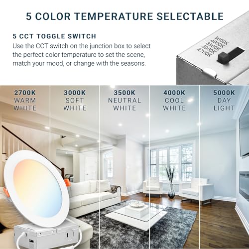 16 Pack 6 Inch LED Recessed Ceiling Lights 5CCT Ultra-Thin Surface Mount - Parmida