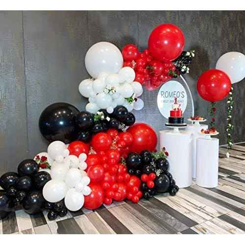 Red White Balloons Garland Kit 134 Pack Different Sizes 18/12/10/5 inch Matte Red Matte White Latex Balloons and Red Confetti Balloons for Wedding Birthday Party Accessory Arch Christmas Decoration