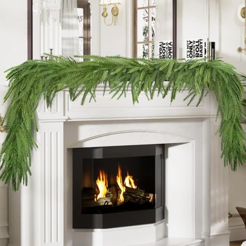 GULYMNA 4 Pcs 6ft Norfolk Pine Garland Real Touch Christmas Greenery