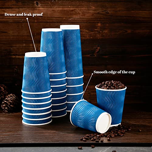 Navy 12 oz Disposable Paper Coffee Cups - 120 Pack Insulated & Heat-Resistant