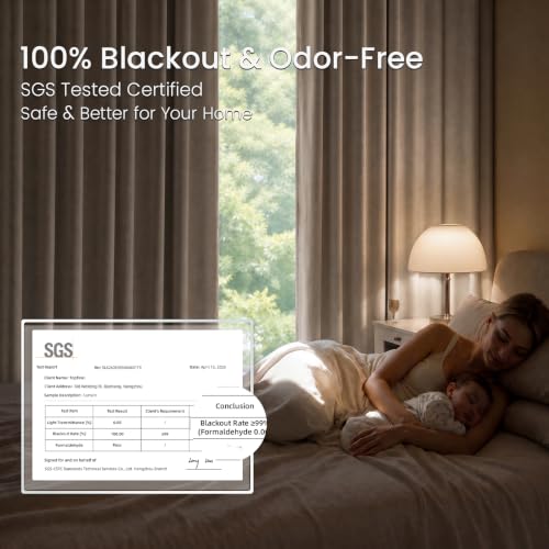 Blackout Linen Curtains 40x108 Inches Set of 2 - Oatmeal Pinch Pleated Bedroom Drapes