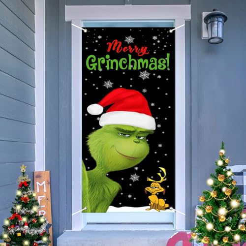 Merry Christmas Party Door Cover - Indoor/Outdoor Decoration, 29.5x71 Inches