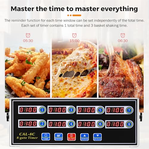 8-Channel Digital Kitchen Timer for Restaurant & Commercial Use
