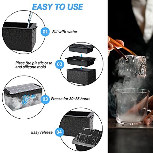 2 Inch Clear Ice Cube Tray for Large Crystal Whiskey & Cocktail Ice - Make 8 Slow-Melting Cubes
